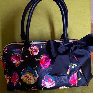 Betsey Johnson floral vegan leather top handle bag
